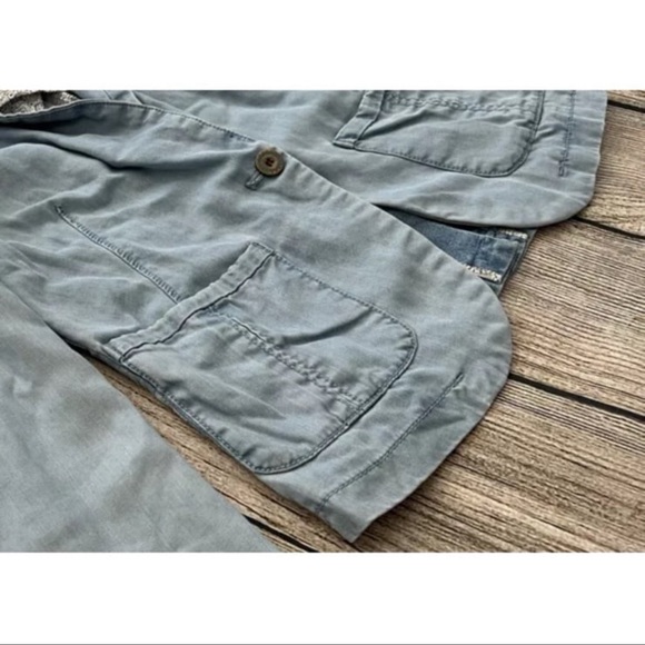 E-- PILCRO AND THE LETTERPRESS blue chambray long sleeve button blazer jacket XS - Picture 5 of 9